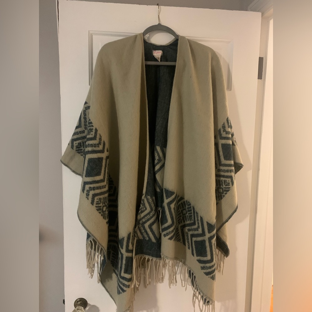 Free People Geometric Poncho Sweater
